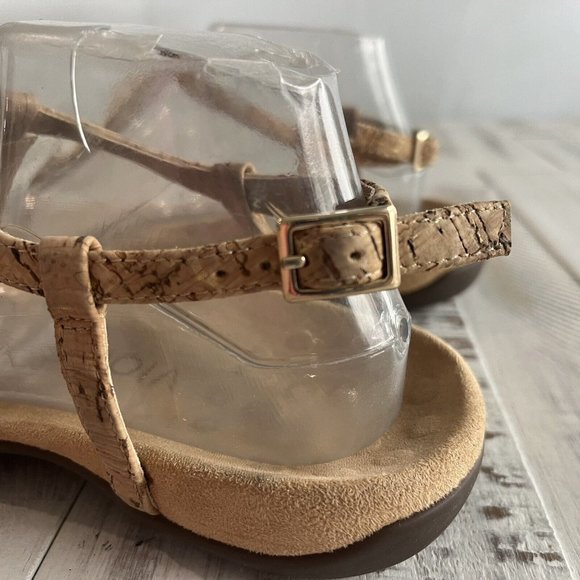 Vionic Nala Gold Accent Faux Cork Ankle Strap Ortho Heel Sandals - Picture 7 of 9